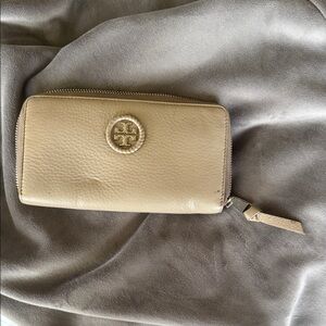 Tory Burch Tan Leather Zip Wallet